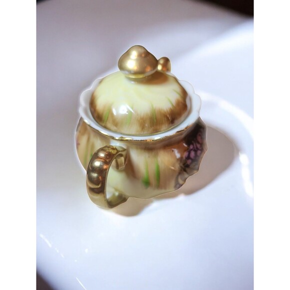 Vintage Japan Lusterware Creamer & Sugar Bowl Set – Fruit Design Gold Trim – MCM - Picture 7 of 11